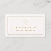 Real Estate Agent Neutral Gold House Photo 名刺 (正面)