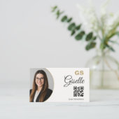 Real Estate Agent Neutral Gold Photo QR Code  名刺 (スタンド正面)