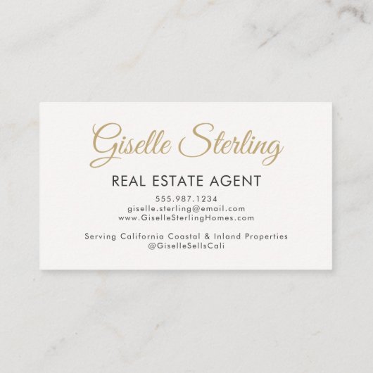 Real Estate Agent Neutral Gold Photo QR Code  名刺 (裏面)