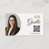 Real Estate Agent Neutral Gold Photo QR Code  名刺 (正面)