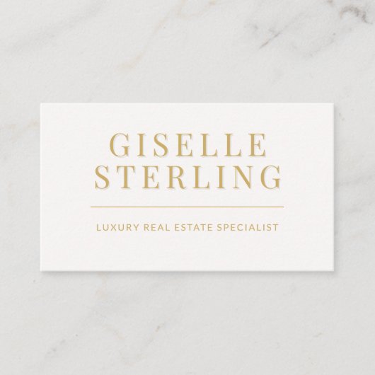 Real Estate Agent Neutral Gold QR Code Photo  名刺 (正面)