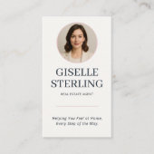 Real Estate Agent Neutral Navy Photo QR Code 名刺 (正面)