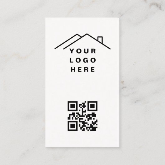 Real Estate Agent Neutral Photo Logo QR Code 名刺 (裏面)