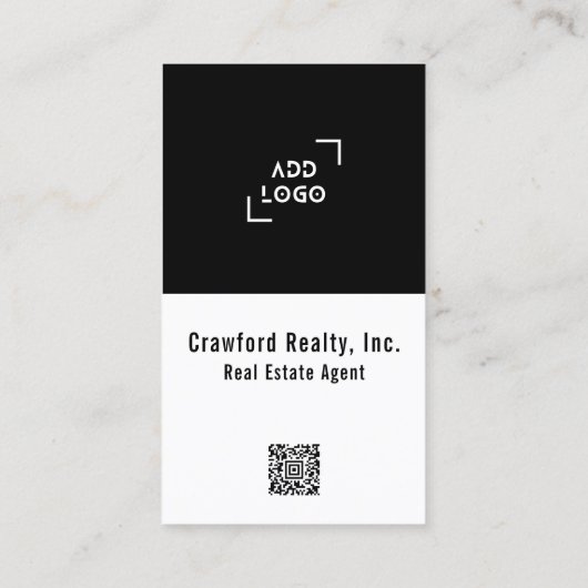 Real Estate Agent Photo Logo Simple Modern Realtor 名刺 (裏面)