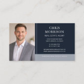 Real Estate Agent Photo Navy Blue Professional 名刺 (正面)