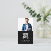 Real Estate Agent Photo QR Code Black and White 名刺 (スタンド正面)