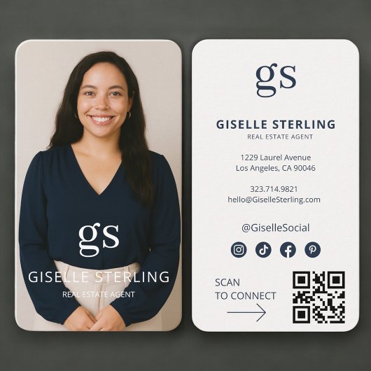 Real Estate Agent Photo QR Code Professional 名刺