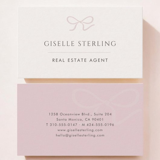 Real Estate Agent Pink Bow 名刺