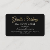 Real Estate Agent QR Code Black Gold Photo  名刺 (裏面)