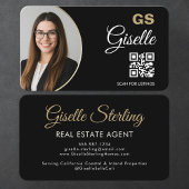 Real Estate Agent QR Code Black Gold Photo  名刺