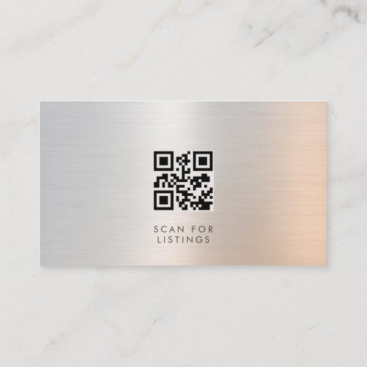Real Estate Agent QR Code Brushed Metal 名刺 (裏面)