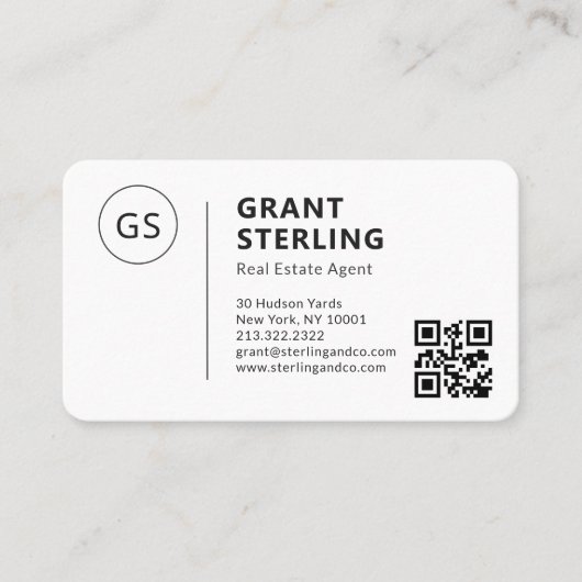 Real Estate Agent QR Code Logo Professional 名刺 (正面)