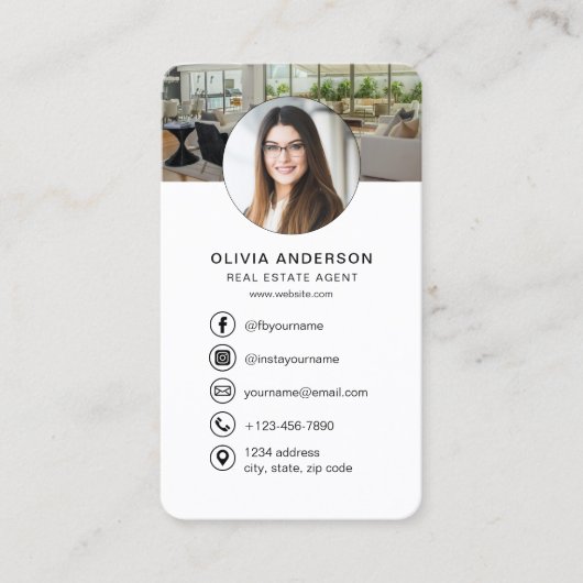 Real Estate Agent QR Code Photo Logo 名刺 (正面)