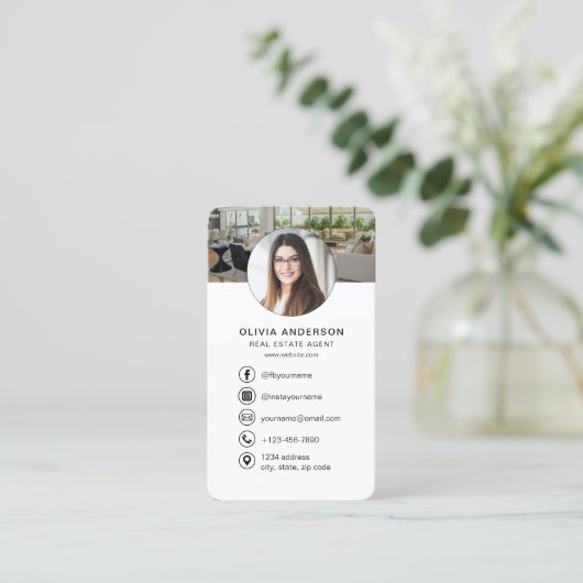 Real Estate Agent QR Code Photo Logo 名刺 (スタンド正面)