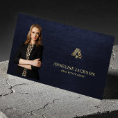 Real estate agent QR code photo luxury navy gold 名刺