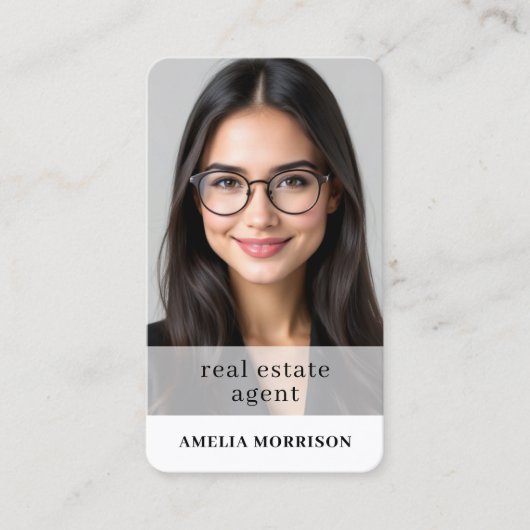 Real Estate Agent QR Code Photo Professional 名刺 (正面)