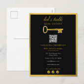 Real Estate Agent Realtor Promotional Gold Key シーズンポストカード (正面/裏面)