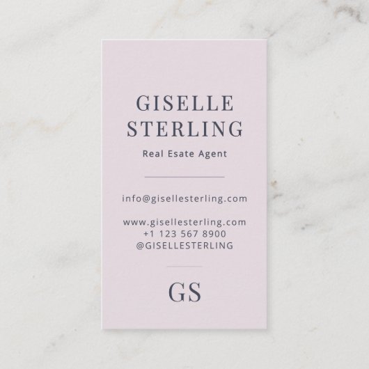 Real Estate Agent Rose Quartz Purple Monogram 名刺 (裏面)