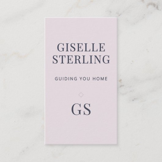 Real Estate Agent Rose Quartz Purple Monogram 名刺 (正面)
