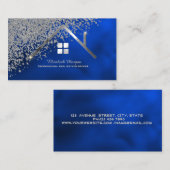 Real Estate Agent Silver House Diamonds Royal Blue 名刺 (正面/裏面)