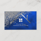 Real Estate Agent Silver House Diamonds Royal Blue 名刺 (正面)