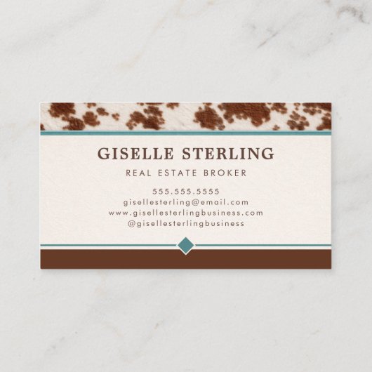 Real Estate Agent Western Ranch Cowhide 名刺 (裏面)