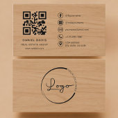 Real Estate Agent Wood Professional QR Code 名刺