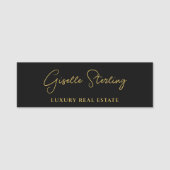 Real Estate Black Gold Script Luxury  名札 (正面)