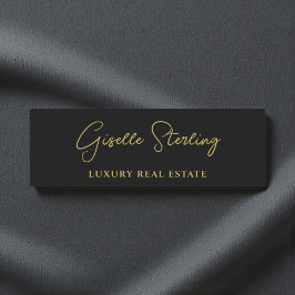 Real Estate Black Gold Script Luxury  名札
