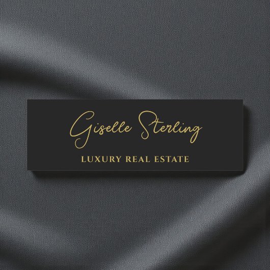 Real Estate Black Gold Script Luxury  名札