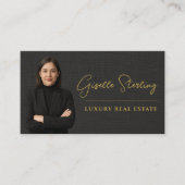 Real Estate Black Linen Luxury Professional 名刺 (正面)