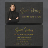 Real Estate Black Linen Luxury Professional 名刺