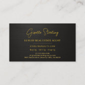 Real Estate Black Metallic Luxury Professional 名刺 (裏面)