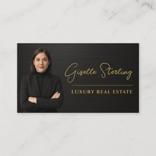 Real Estate Black Metallic Luxury Professional 名刺 (正面)