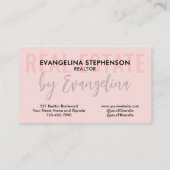REAL ESTATE Blush Pink Script Photo Realtor 名刺 (裏面)