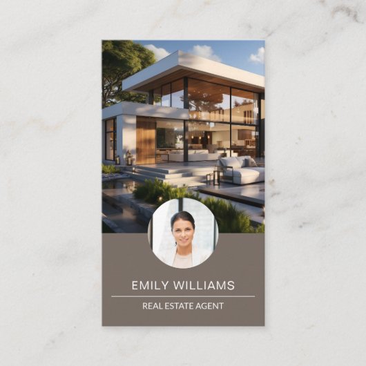 Real Estate Broker Custom Logo Photo QR Code 名刺 (正面)