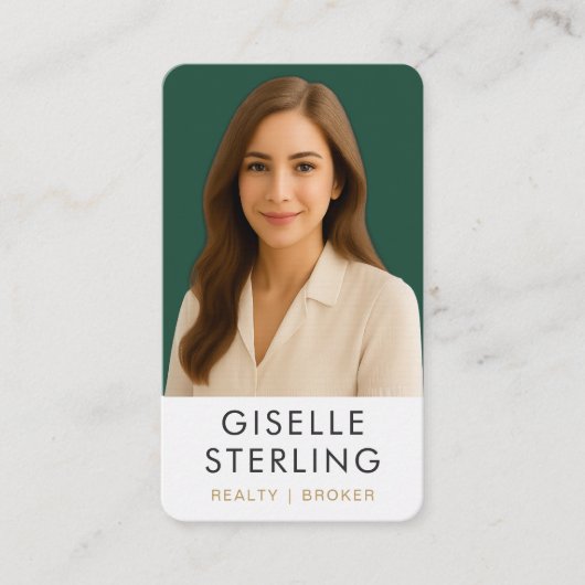 Real Estate Broker Emerald Green Gold  名刺 (正面)