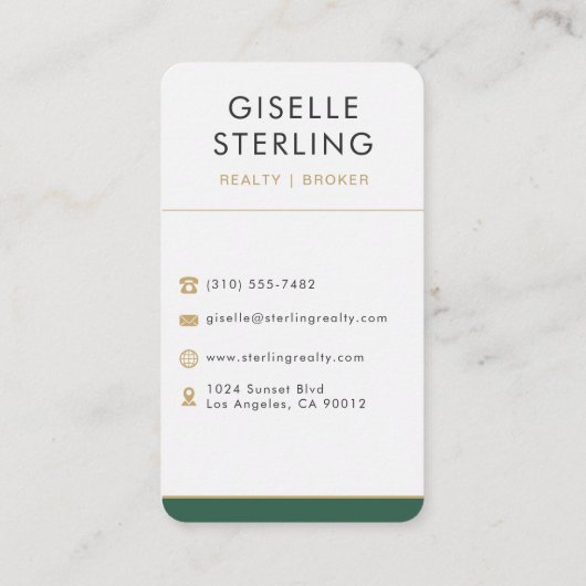 Real Estate Broker Emerald Green Gold  名刺 (裏面)