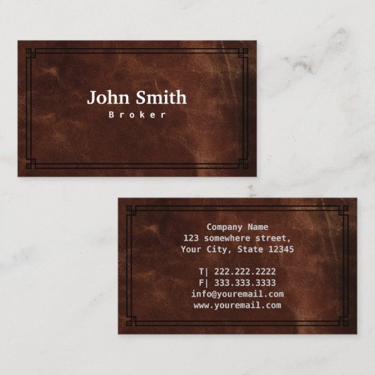 Real Estate Broker Leather Professional 名刺 (正面/裏面)