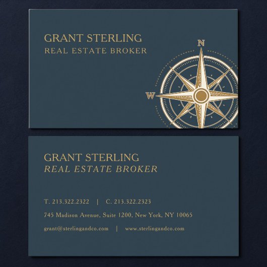 Real Estate Broker Nautical Compass Professional 名刺