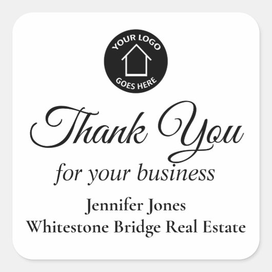 Real Estate Company Logo Custom Realtor Thank You スクエアシール (正面)