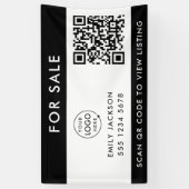 Real Estate | For Sale QR Code Listing Black White 横断幕 (縦)