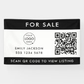 Real Estate | For Sale QR Code Listing Black White 横断幕 (横)