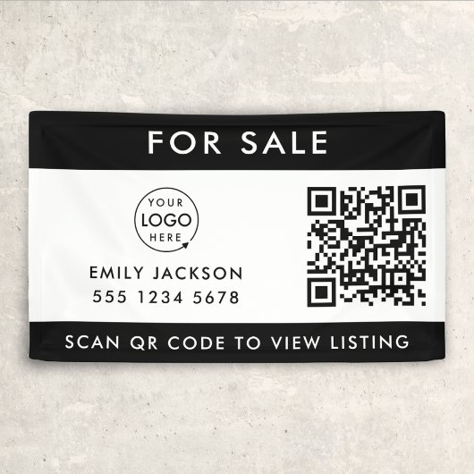 Real Estate | For Sale QR Code Listing Black White 横断幕