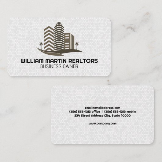 Real Estate Gold Properties | White Geometric 名刺 (正面/裏面)