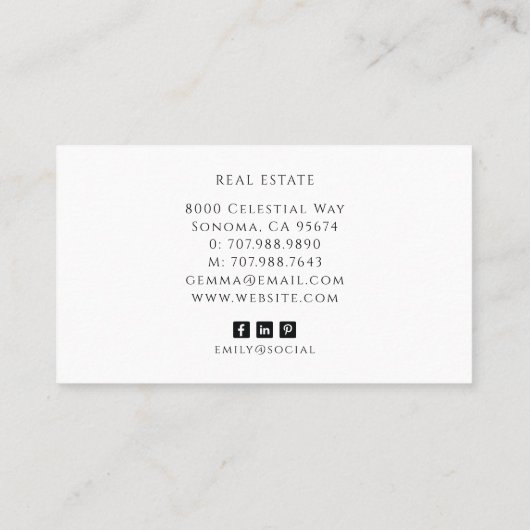 Real Estate Gold Script Monogram Name  名刺 (裏面)