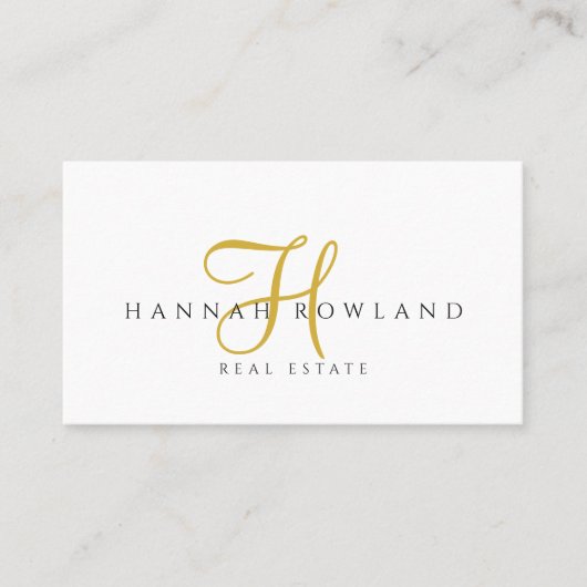 Real Estate Gold Script Monogram Name  名刺 (正面)