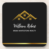 Real Estate Golden House Logo Modern Realtor コースター (正面)