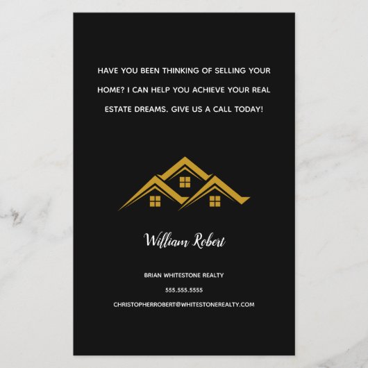 Real Estate Golden House Logo Modern Realtor チラシ (正面)