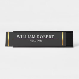 Real Estate Golden House Logo Modern Realtor デスクネームプレート